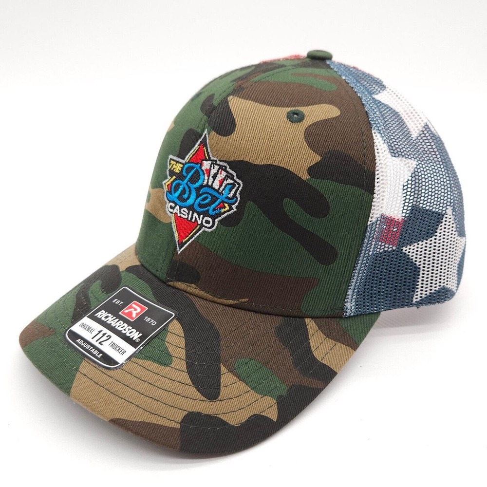 The Bet Casino Mesh Trucker Snapback Hat‎ Camo American Flag USA Ball Cap Unisex